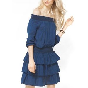 MICHAEL KORS Off-Shoulder chambray Ruffle Dress